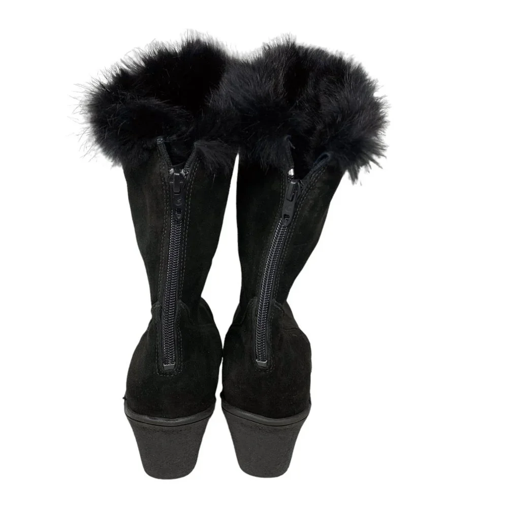 MAXINE Of Canada Waterproof Black Suede Insulated Rear Zip Wedge‎ Boots
